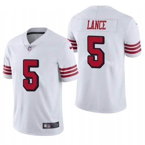 Men's San Francisco 49ers #5 Trey Lance New White NFL 2021 Draft Vapor Untouchable Limited Stitched Jersey Men's San Francisco 49ers #5 Trey Lance New White NFL 2021 Draft Vapor Untouchable Limited Stitched Jersey